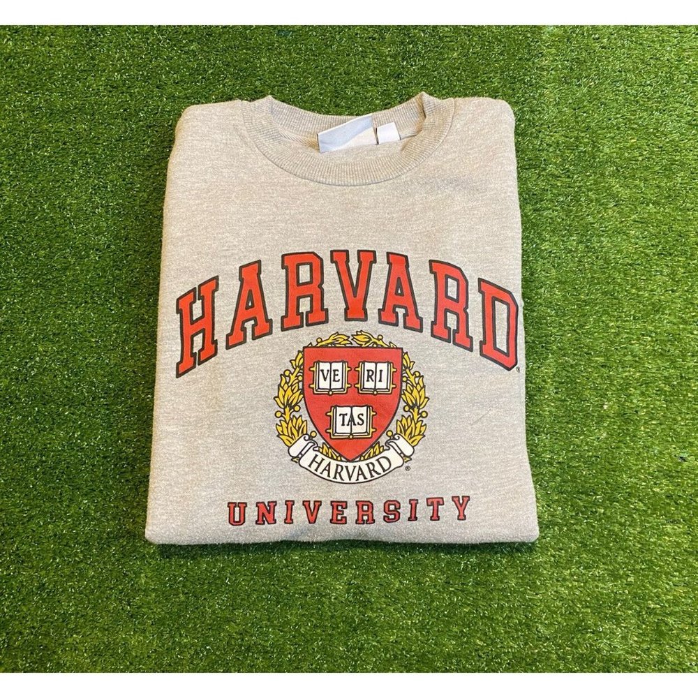 Retro Harvard University Crimson arch college seal crewneck size small gray